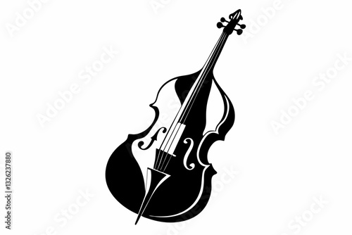 double bass line art silhouette vector illustration