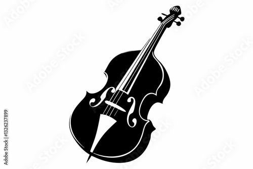 double bass line art silhouette vector illustration