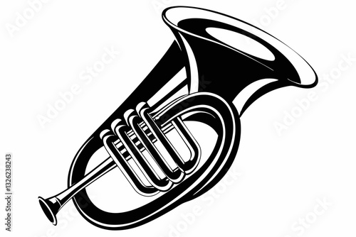 euphonium line art silhouette vector illustration