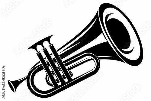 euphonium line art silhouette vector illustration