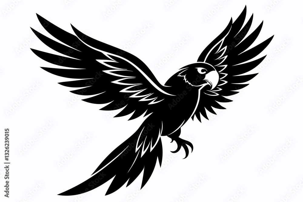Fototapeta premium flying parrot bird line art silhouette vector illustration