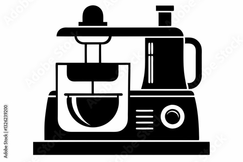 food processor line art silhouette vector illustration