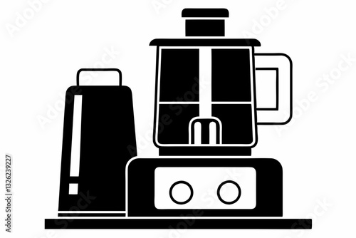 food processor line art silhouette vector illustration