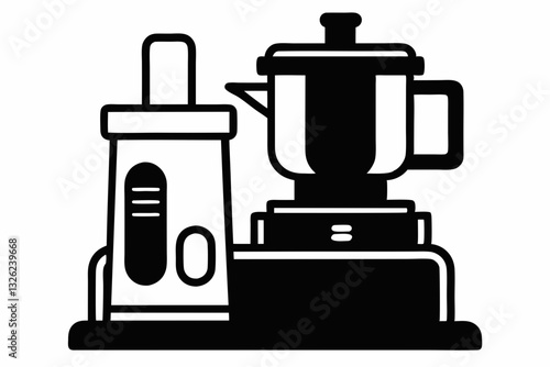 food processor line art silhouette vector illustration