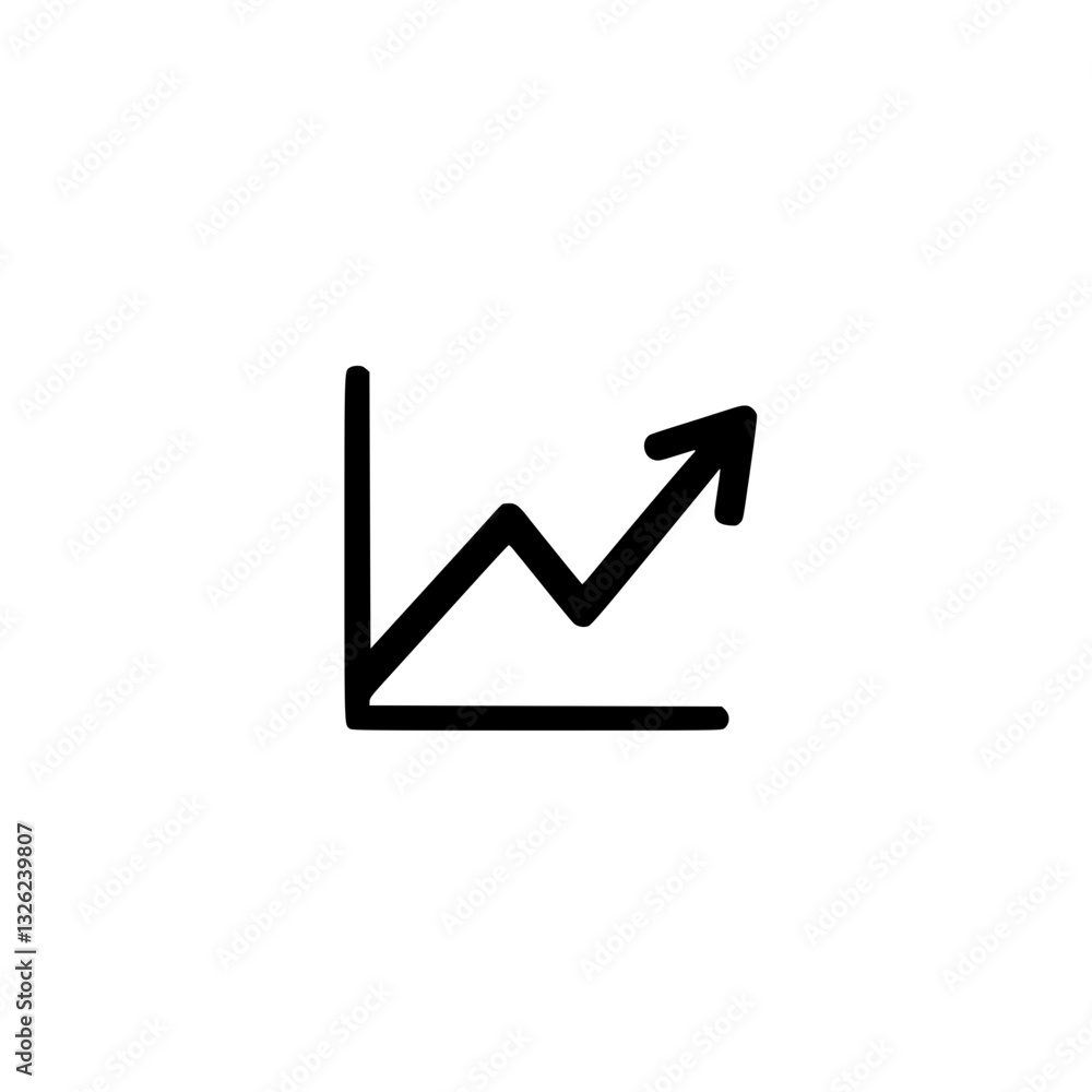 Trending Up: Visualizing Growth with a Simple Chart - An arrow points upward on a line graph Demonstrating positive progress and market success Trending Up: Visualizing Growth with a Simple Chart - An arrow points upward on a line graph Demonstrating positive progress and market success