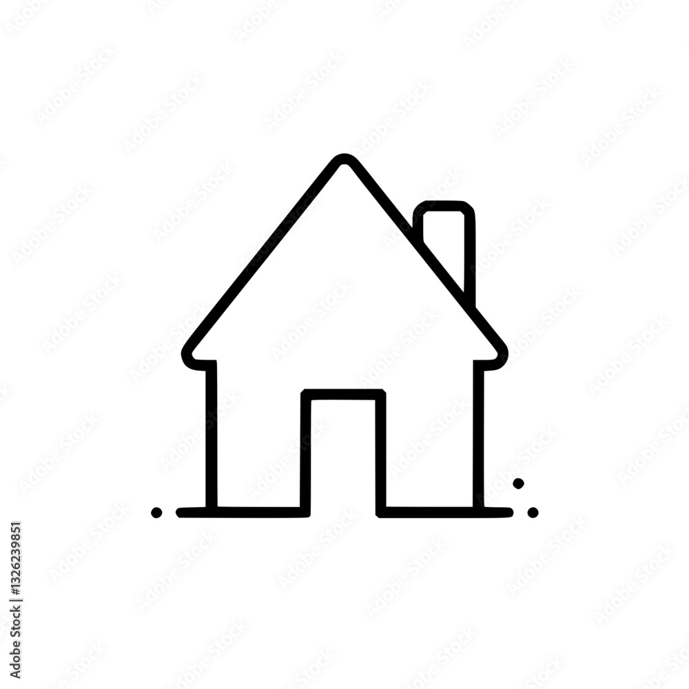 Simple home outline with chimney Minimalist design represents shelter and belonging Icon for real estate housing or domestic life Simple home outline with chimney Minimalist design represents shelter and belonging Icon for real estate housing or domestic life