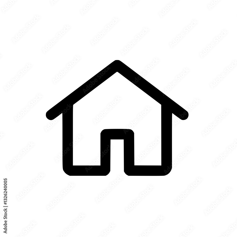 Simple home icon for navigation apps or website buttons and design featuring a roof and door symbolizing residence or homepage Simple home icon for navigation apps or website buttons and design featuring a roof and door symbolizing residence or homepage