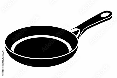 frying pan line art silhouette vector illustration