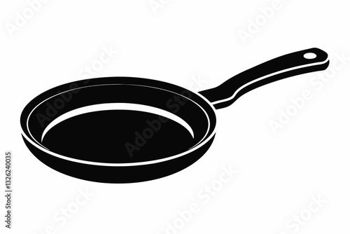 frying pan line art silhouette vector illustration