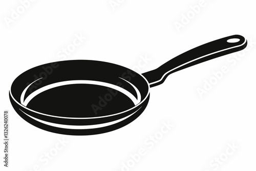 frying pan line art silhouette vector illustration