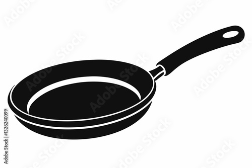 frying pan line art silhouette vector illustration