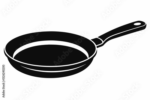 frying pan line art silhouette vector illustration