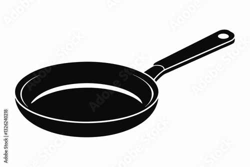 frying pan line art silhouette vector illustration