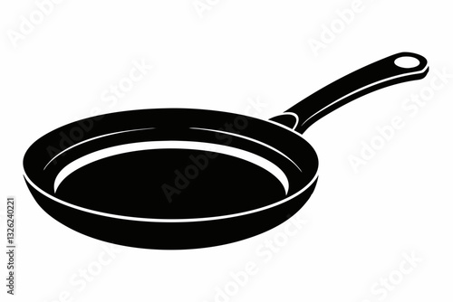 frying pan line art silhouette vector illustration