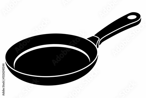 frying pan line art silhouette vector illustration