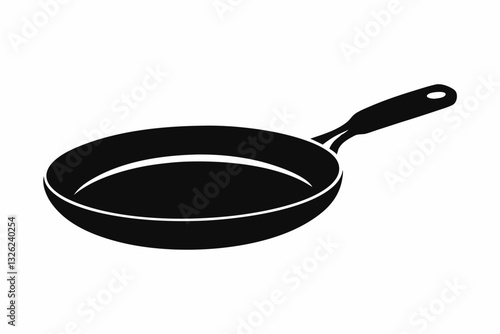 frying pan line art silhouette vector illustration