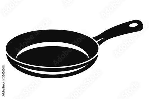frying pan line art silhouette vector illustration