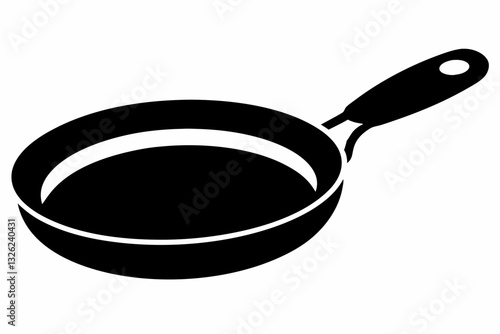 frying pan line art silhouette vector illustration