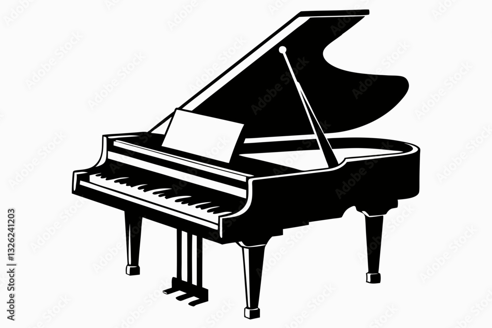 grand piano line art silhouette vector illustration grand piano line art silhouette vector illustration