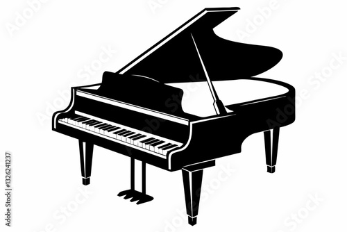 grand piano line art silhouette vector illustration