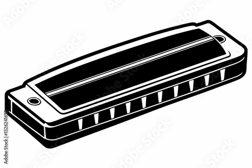 harmonica line art silhouette vector illustration