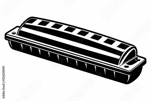 harmonica line art silhouette vector illustration