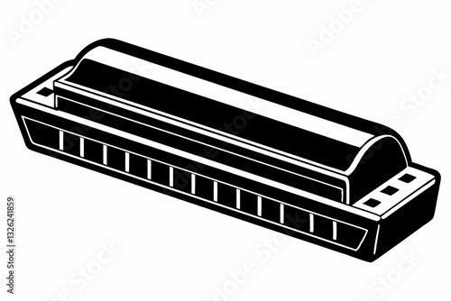 harmonica line art silhouette vector illustration