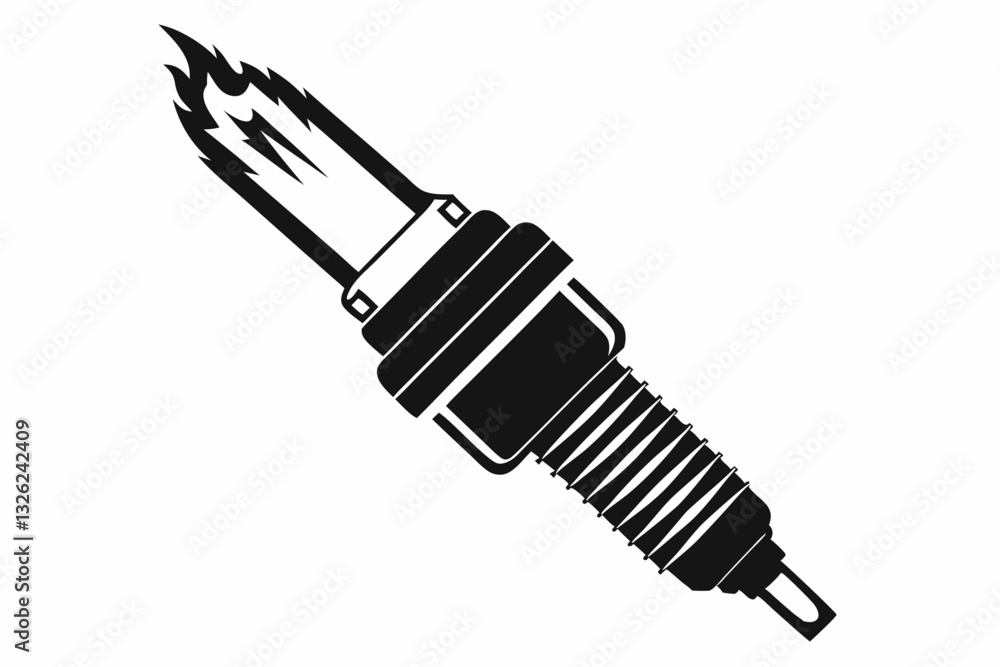 spark plug line art silhouette vector illustration spark plug line art silhouette vector illustration