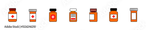 Medicine bottle color icon. Color pills bottle icon. Vector illustration
