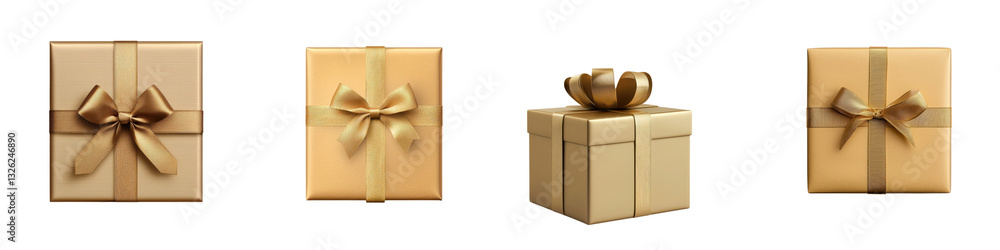 Elegant and premium wrapped gift boxes with golden bows and ribbons for holidays birthdays anniversaries and other special and events Elegant and premium wrapped gift boxes with golden bows and ribbons for holidays birthdays anniversaries and other special and events