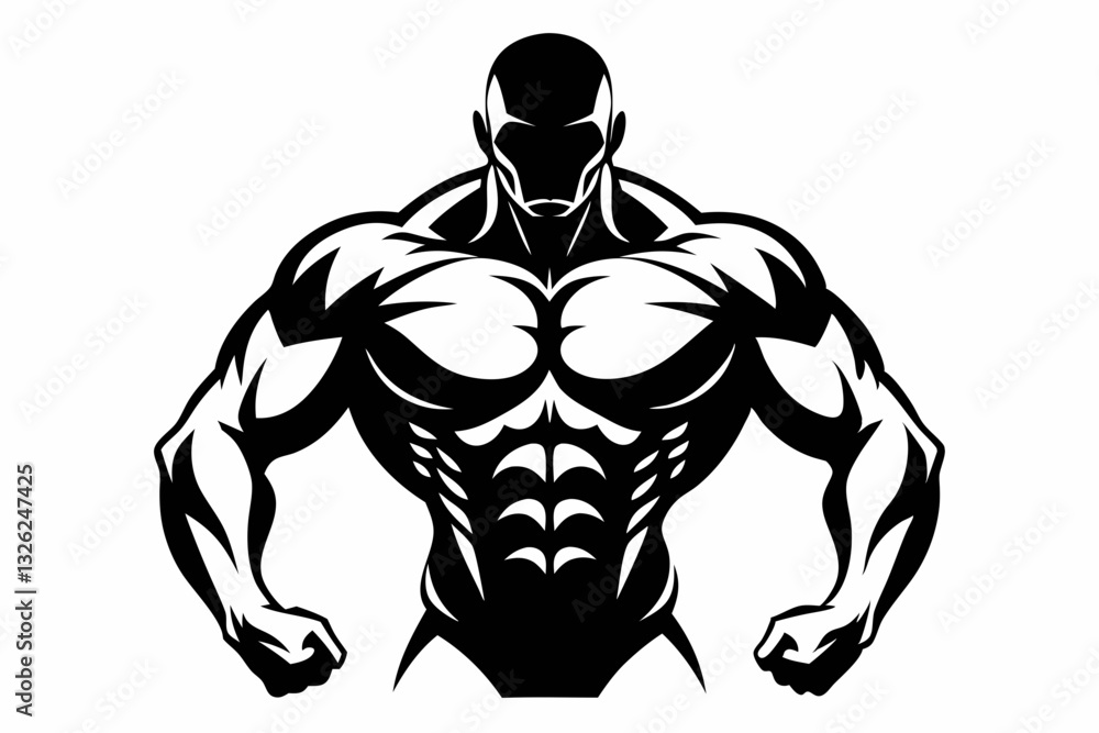 Fototapeta premium body builder man line art silhouette vector illustration