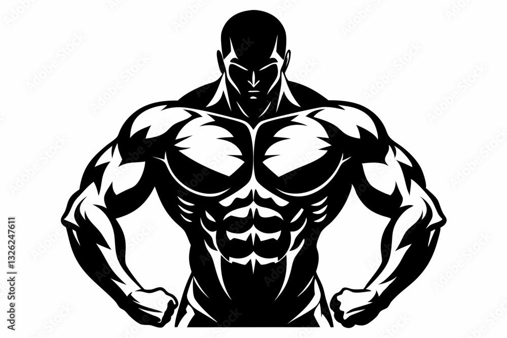 Fototapeta premium body builder man line art silhouette vector illustration