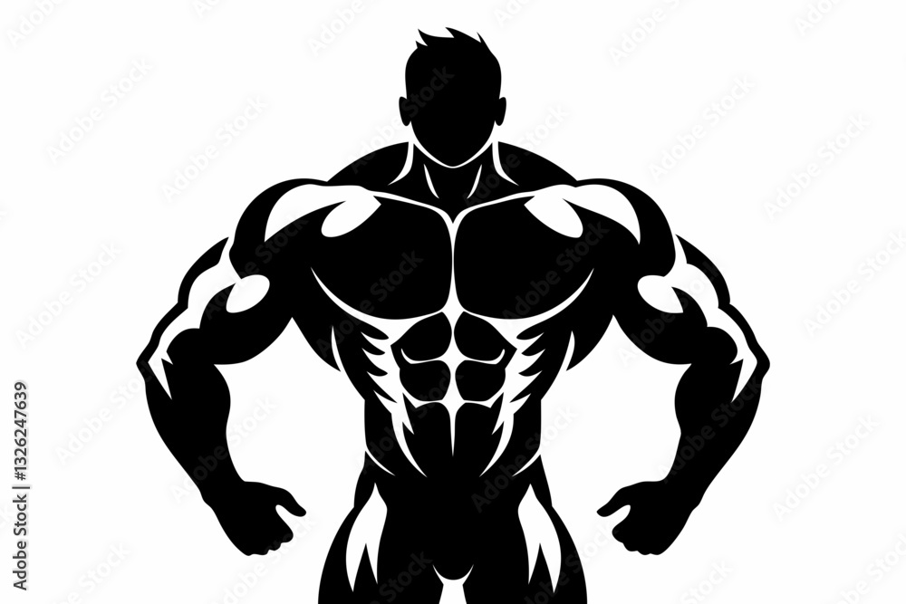 Fototapeta premium body builder man line art silhouette vector illustration