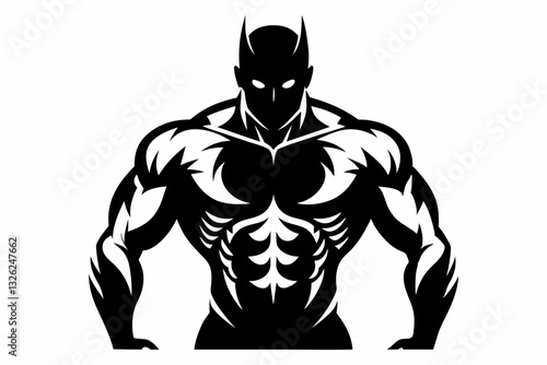 body builder man line art silhouette vector illustration
