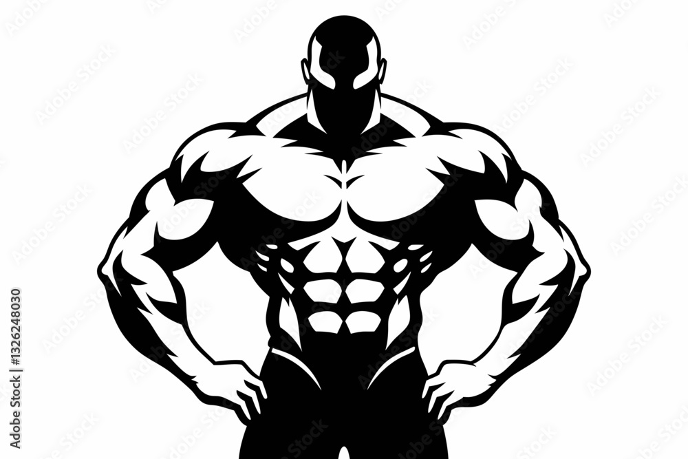Fototapeta premium body builder man line art silhouette vector illustration
