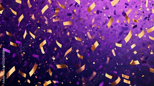 confetti background Stunning purple and gold confetti that zigzag down for the celebration. Festive decoration vector illustration