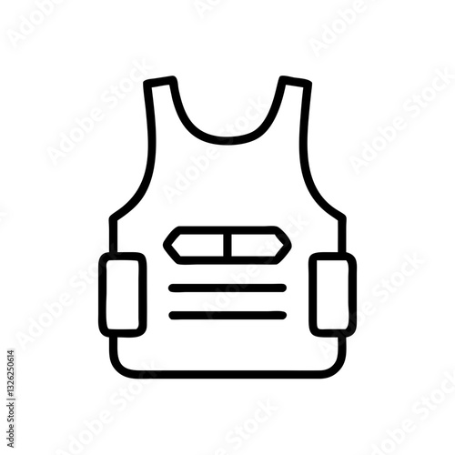 Bulletproof vest icon in simple black line design