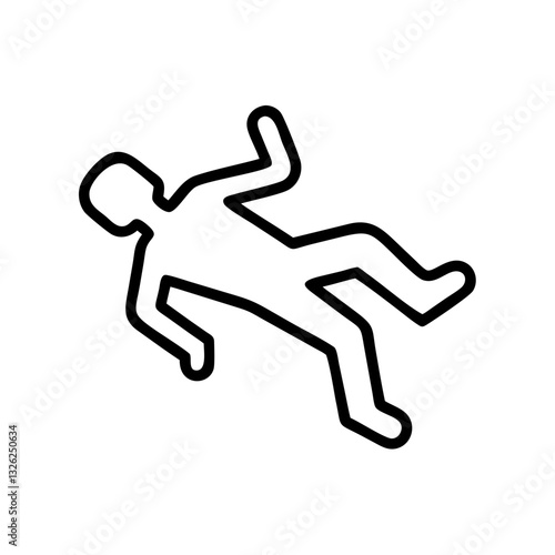 Crime scene outline icon depicting a body in simple black line design