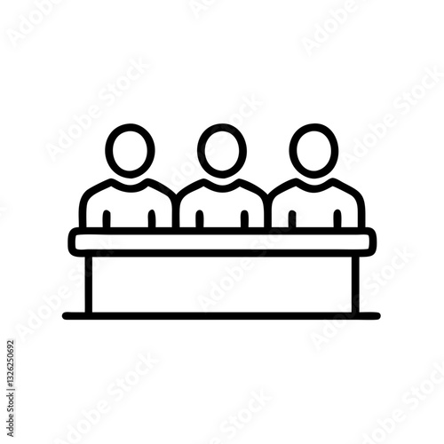 Jury icon with three members in simple black line design