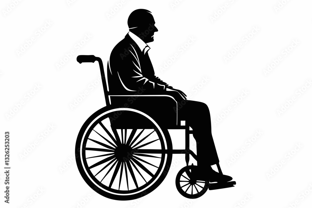 elderly man sitting in a wheelchair line art silhouette vector illustration elderly man sitting in a wheelchair line art silhouette vector illustration