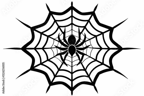 ntricate web spun by a spider line art silhouette vector illustration