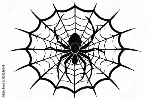 ntricate web spun by a spider line art silhouette vector illustration