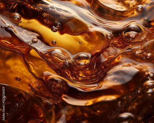 Amber brown gold water liquor backdrop wallpaper with a close-up texture