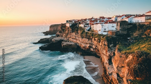 Iberia's Coastal Charm: Azenhas do Mar Village Perched atop Stunning Ocean Cliffs in Portugal