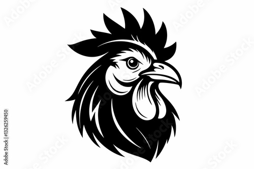 rooster head line art silhouette vector illustration