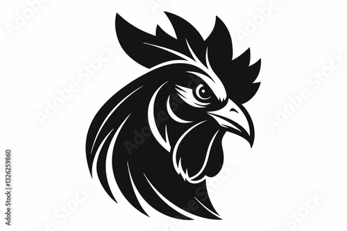 rooster head line art silhouette vector illustration