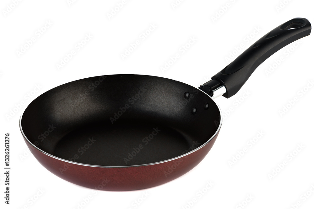 New frying pan with non-stick coating and durable black handle. New frying pan with non-stick coating and durable black handle.