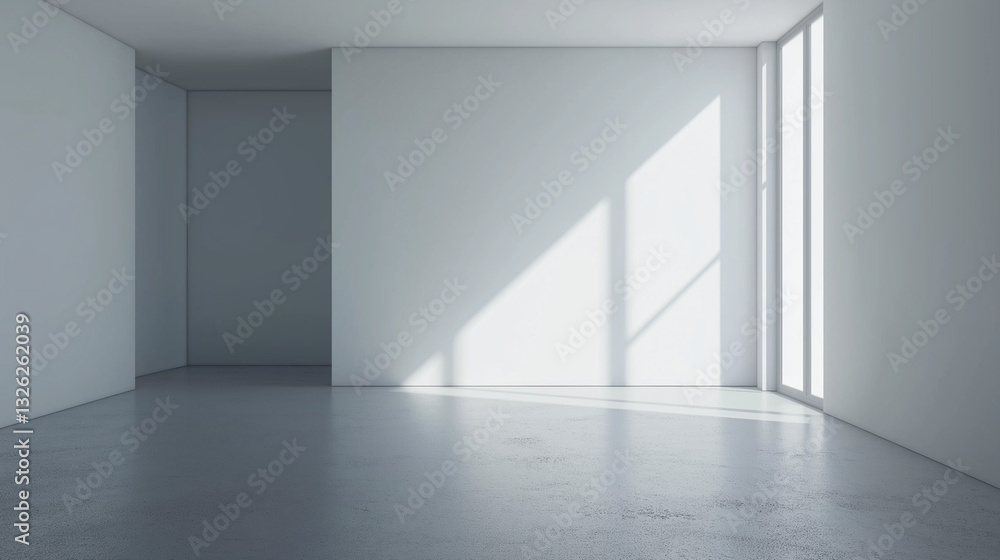 Sleek White Minimalist Office Nook with Mock-Up Wall, Clutter-Free Modern Design, Illuminated by Soft Natural Light Sleek White Minimalist Office Nook with Mock-Up Wall, Clutter-Free Modern Design, Illuminated by Soft Natural Light