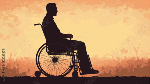 Illustration of a man in a wheelchair.
