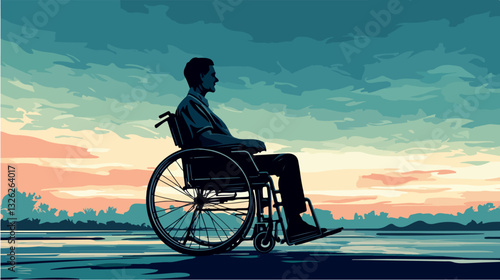 Illustration of a man in a wheelchair.